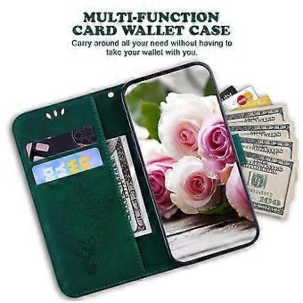 Til Nokia C12 4G/C12 Plus/C12 Pro Telefon Stand Case Rose Sommerfugl Præget PU Læder Wallet Shell (Style D)