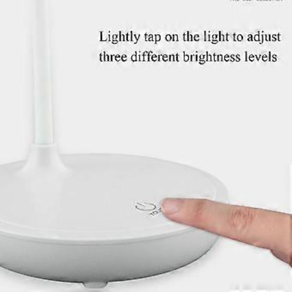 LED Skrivebordslampe Tre Niveauer Touch Dæmpning Øjenbeskyttelse USB Skrivebordslampe Bordlampe til Hjem Soveværelse Skole Hvid med Kabel
