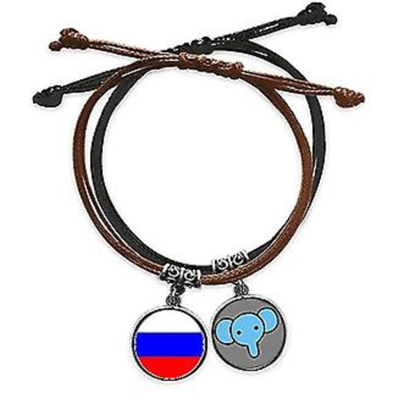 Rysslands Nationalflagga Europa Land Armband Rep Handkedja Läder Elefant Armband ( )