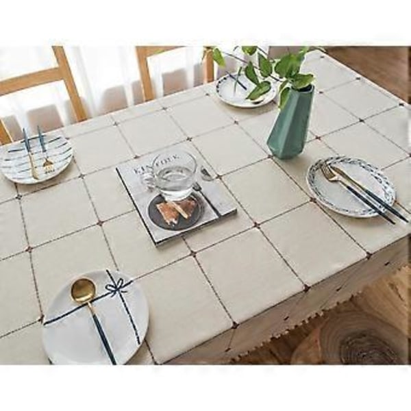 Oubonun Rustikk Gitter Dukservise Bomullslin Bomullslin Grå Kvadratiske Dukservise for Kjøkken Spisestue, Fest, Ferie, Jul, Buffet, 55\"x55\"  stil 1314
