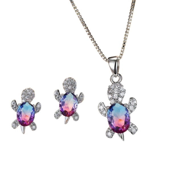 Turtle Crystal Earrings Turtle Shape Pendant Necklace Set For Women Girls Jewelry Gift