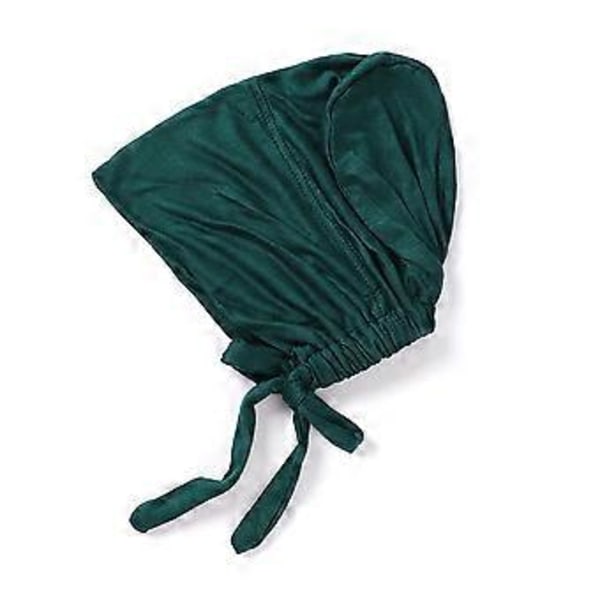 Damer Hijab Caps Underscarf Turban Caps Bundet Bonnet Elastisk Sovende Hår Hovedbind Blød Beanie Sovehuer (18 Mørkegrøn)