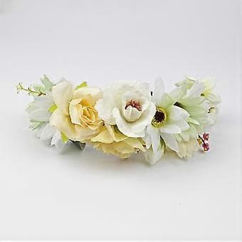 Boho Blomsterkrone Blomsterhårbånd Hårkrans Bryllupsbrud Hodeplagg (Beige)
