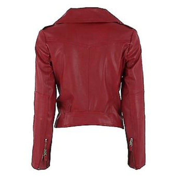 Dam Läder Motorcykel Dragkedja Krage Punk Jacka Bikerjacka Ytterkläder (XL)