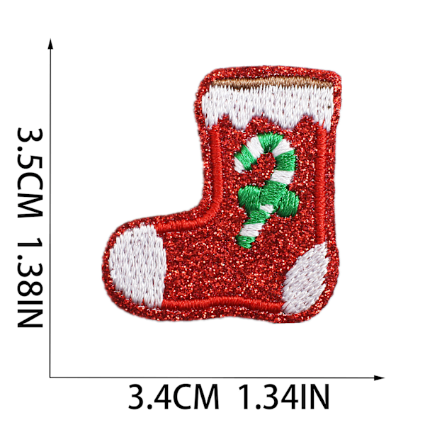 17 st julmotiv i olika storlekar, broderade strykmärken, jul