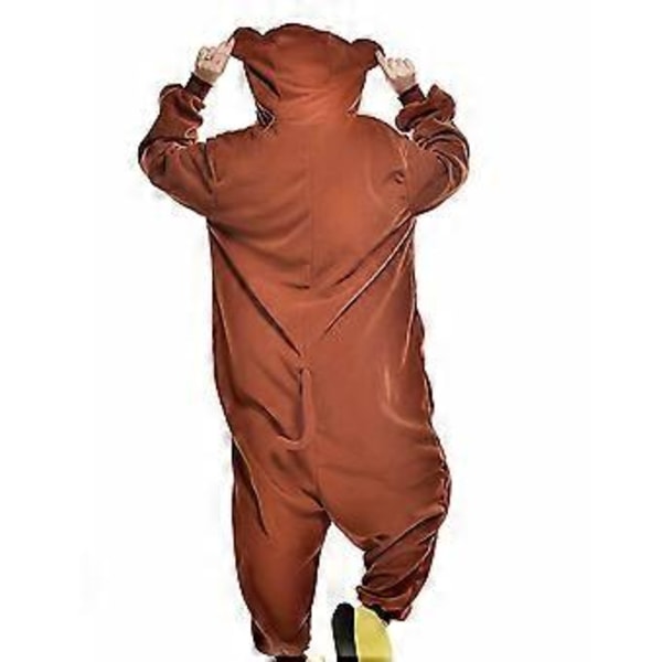Tecknad djur onesie pyjamas barn brun apa flanell herr- och dam performance kläder hemkläder (S)