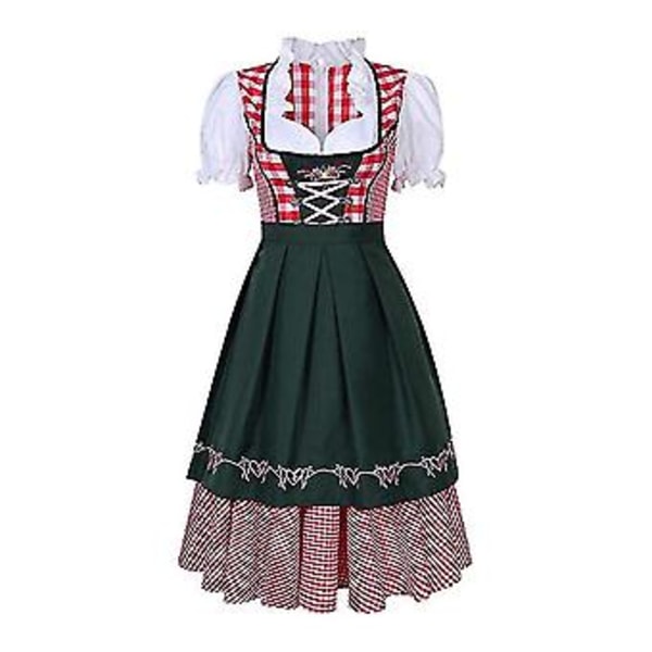 Ny Damkläder Tysk Oktoberfestdräkt Traditionell Bayerisk Öl Fraulein Karneval Piga Klädsel (XL Mörkgrön)