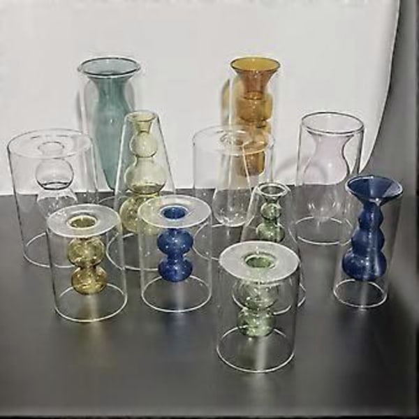 Retro Glasvas Nordisk Blomsterarrangemang Hydroponisk Behållare Multifunktionell Elegant Aromaterapiflaska för Heminredning ( )