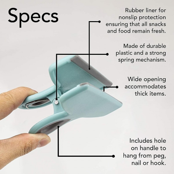 4 Store Stærke Poseclips, 5 Tommer Chipposeclips, Store Madclips