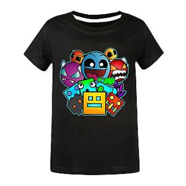 Geometry Dash Barnkläder för barn 2024, Gaming Fans Pojkar Flickor Cool Kortärmad T-shirt Toppar Casual Blus (9-10 år Svart)