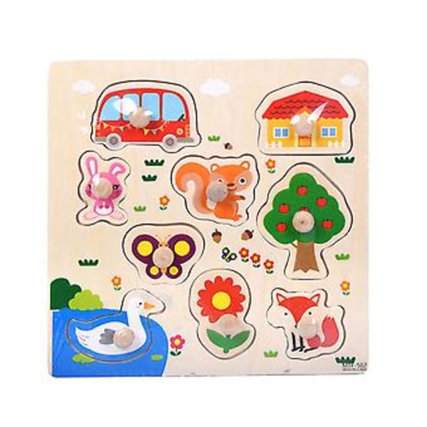 9 Piece Wooden Transportation Puzzle Early Learning  Kids Toys B  C