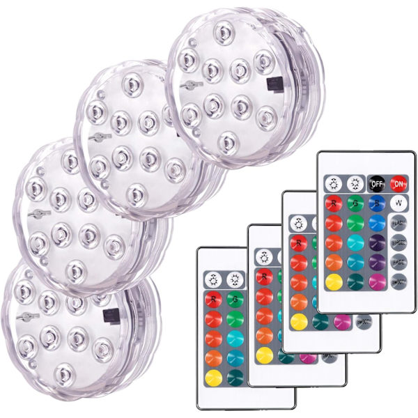 4 stk. dekorative fargerike landskapslys, vanntette LED