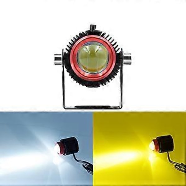 2 st LED Motorcykel Framlyktor Tvåfärgad Dimljus, 3000K Gul 6500K Vit Universell Körljus, 30W 3000LM Hög/Låg Ljusbild Vattentät Spot DRL
