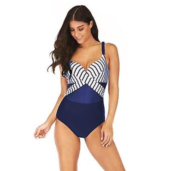 Pigetøj til piger, endelst badedragt bikini, sexet slank hullet, smuk ryg, plus størrelse, damebadetøj, 4XL, blå striber