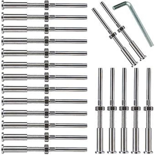 20 stk Usynlige Turnbuckles Håndsveis Trådstud Spenning Hex Hode Endefitting Mottakerterminal