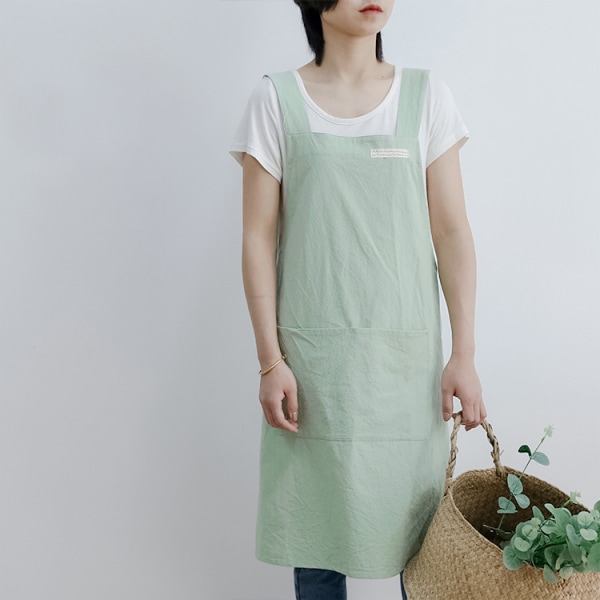 (Mintgrön) bomullsförkläden för kvinnor och män | Cross-back förkläde W