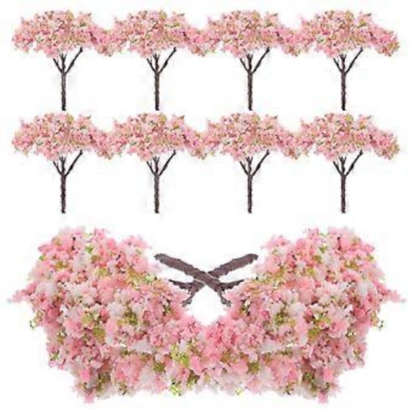 10 st Mini Konstgjorda Körsbärsträd Livsliknande Körsbärsträd Miniatyrblomträd för Kruka Mikrolandskap