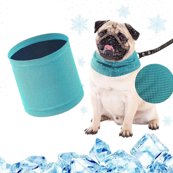 (Lake Blue, Medium) Hund Instant Cooling Bandana, Andas Mjuk