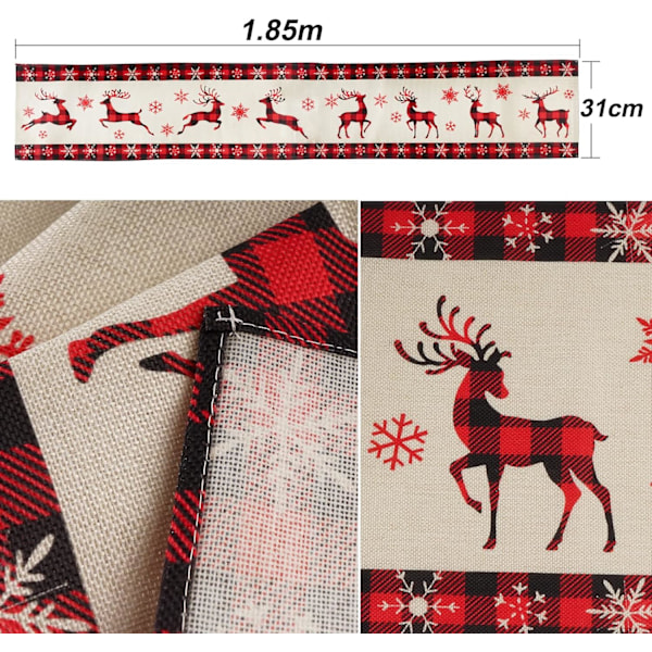 1 st. Linne Julbordstablett Jute Duk Ren och Snöflinga