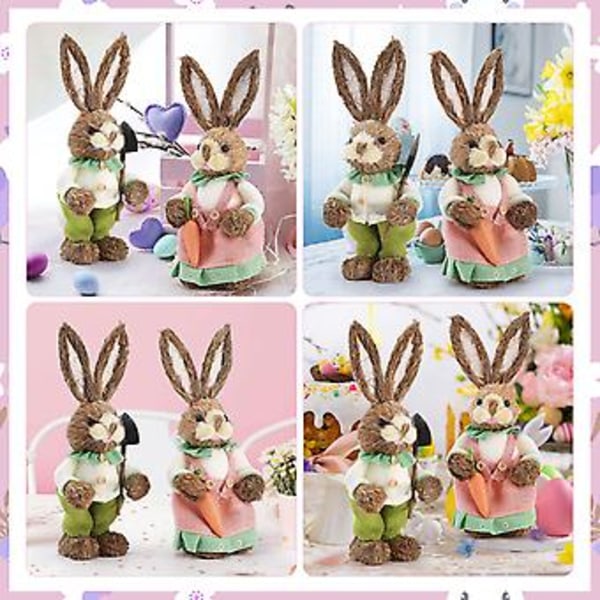 Påskeharekorationer Ornament Kreativitet Pastoral Stof Dekorativ 35cm Kreativ Skum Party Tilbehør 2stk Kaniner( )