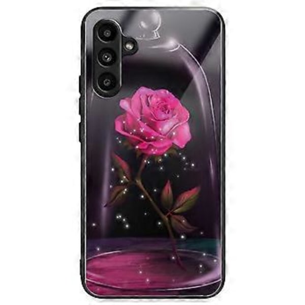 Deksel til Samsung Galaxy A15 4G/5G med herdet glass og mønsterdesign (Rose)
