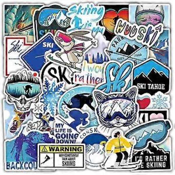 50 stk Ski Stickers, Snowboard Stickers, Vinter Ski Sports Stickers, Eventyr Natur Udendørs Vandtætte Vinyl Stickers til Teenagere Voksne Laptop Vand