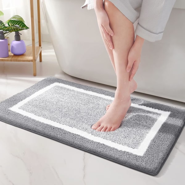Antislip Bademåtte 50 x 75cm, Blød Mikrofiber Badeværelsesmåtte, Maskinvaskbar