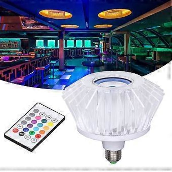 LED-musiikkilamppu RGB-värimuutoksella, sisäänrakennettu kaiutin, 24 näppäimen kaukosäädin, laaja käyttöalue