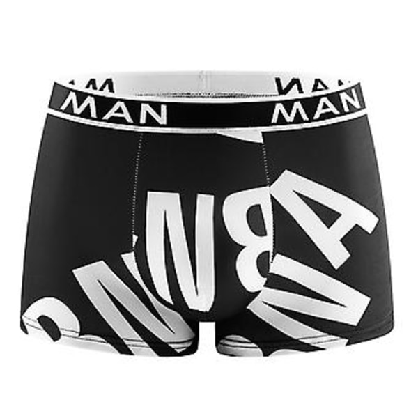 Mænd Sømløse Underbukser Plus Størrelse Løse Bogstav Trykte Underbukser Åndbare Hurtigtørrende U-Formet Boxers Mænds Underbukser (2XL Sort)
