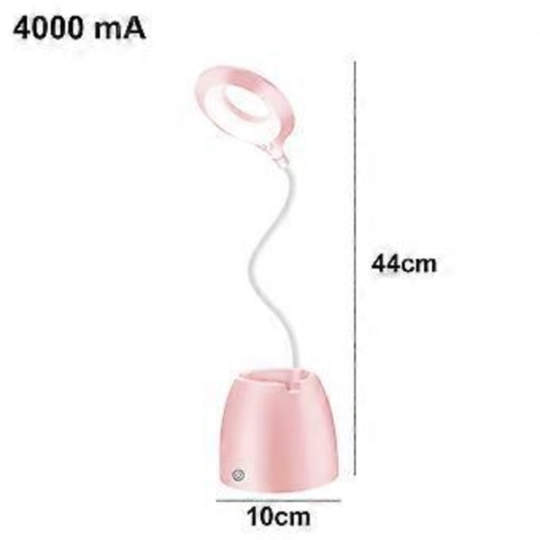 Søt Skrivebordslampe for Jenters Soverom, Oppladbart Batteri Multifunksjonell Skrivebordslampe med Fleksibel Svanehals, Øyevennlig Design og Trinnløs Dimming