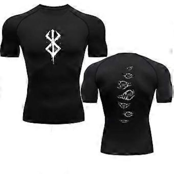 Anime Berserk Guts miesten kompressiopaita, fitness, urheilu, juoksu, tiukka, kuntosali, T-paita, urheilullinen, nopeasti kuivuva toppi, T-paita, kesä (L punainen)
