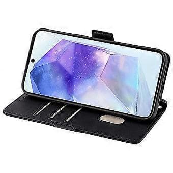 Læder Wallet Case med RFID-blokering og stativfunktion samt håndrem til Samsung Galaxy A36 5G - Sort (Sort)