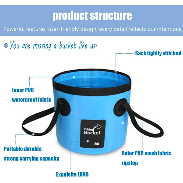 Foldbare bøtter, Heavy Duty Vanntette Foldbare Bøtter, (12L) Colla