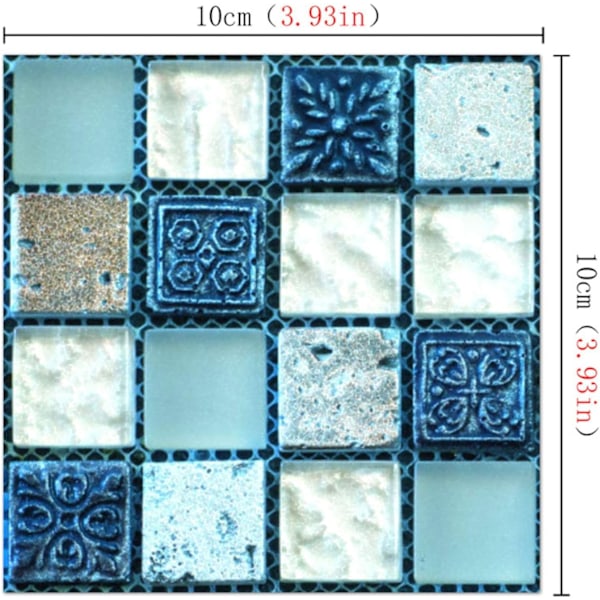 20 stk mosaikk flis vegg klistremerker, DIY selvklebende vanntett klebrig