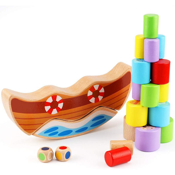 Merirosvoaiheinen puinen tasapainopeli, pinoamispalikat, Montessori