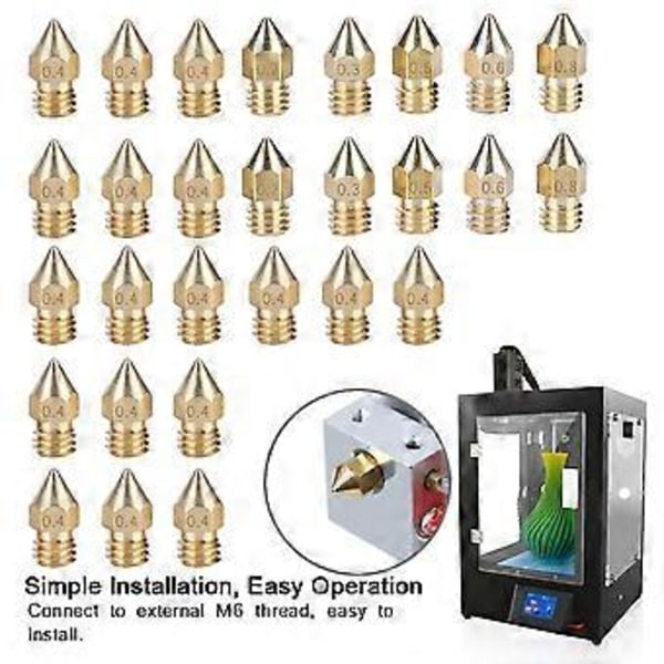 30 stk 3D-printerdysekit 1,75 mm Filament Ekstruder Print Hoved Printer Tilbehør ( )