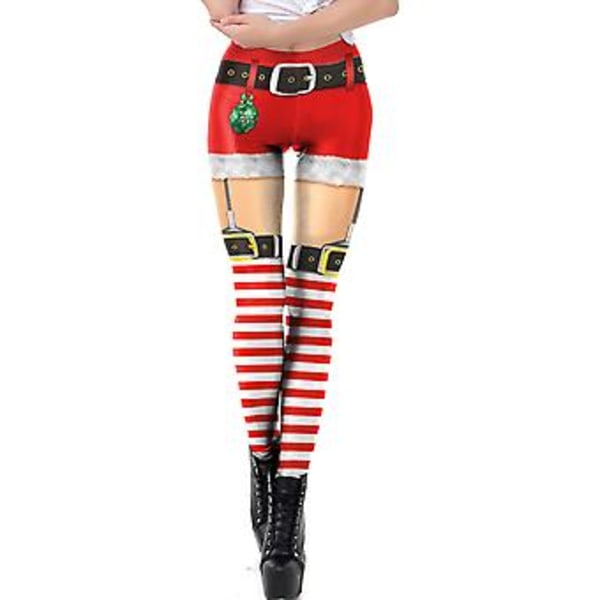 Dametøj Julemand Nisse 3D Yoga Leggings Fitness Bukser (M B)
