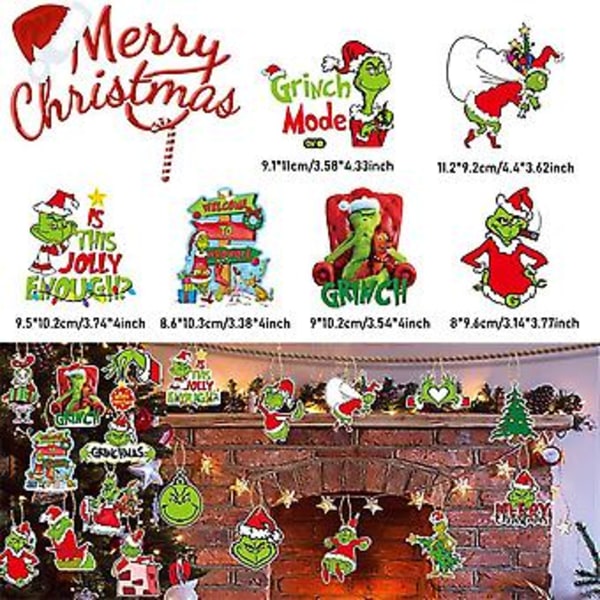 24-pack Julgran Grinch-prydnader Julhängande Dekorationer Fest 2023
