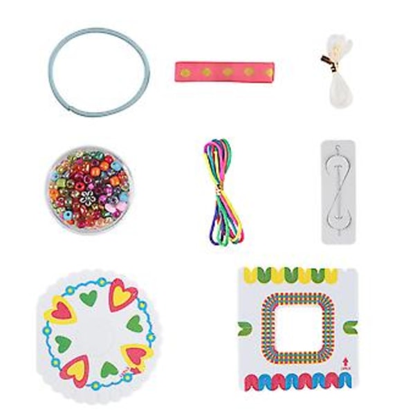 DIY Håndlagde Tausett for Jenter - Armbånd, Perler, Flettet Lekegave (Blå)