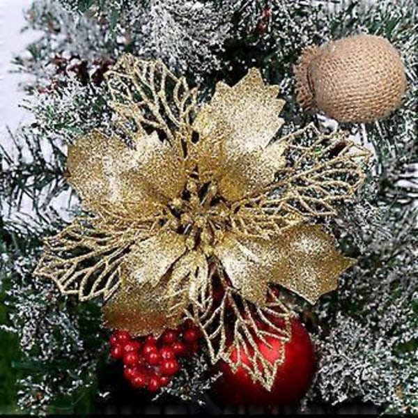 Joulutähti Glitter Kukka Joulukuusen Koriste Ripustus Juhlakoriste - Samppanja