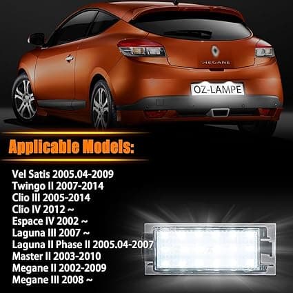 2X LED Nummerpladelys til Renault Vel Satis Twingo 2 Clio 3 Clio 4 Es