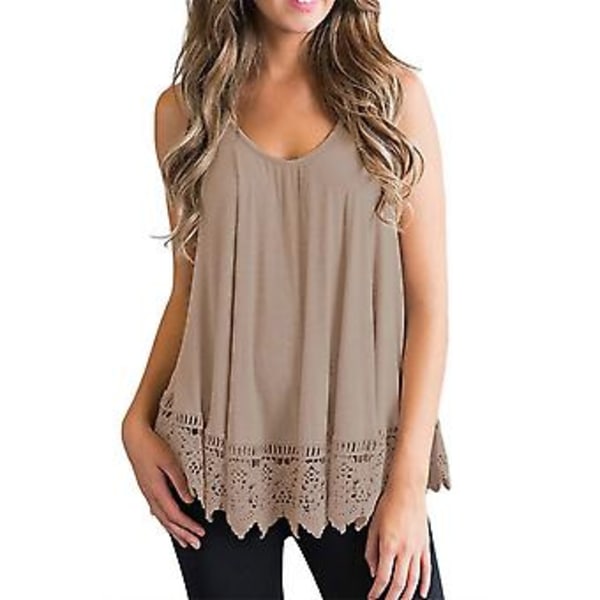 Naisten Tank Topit V-kaula Sleeveless Solid T-paita Kesäloma Topit (3XL Khaki)