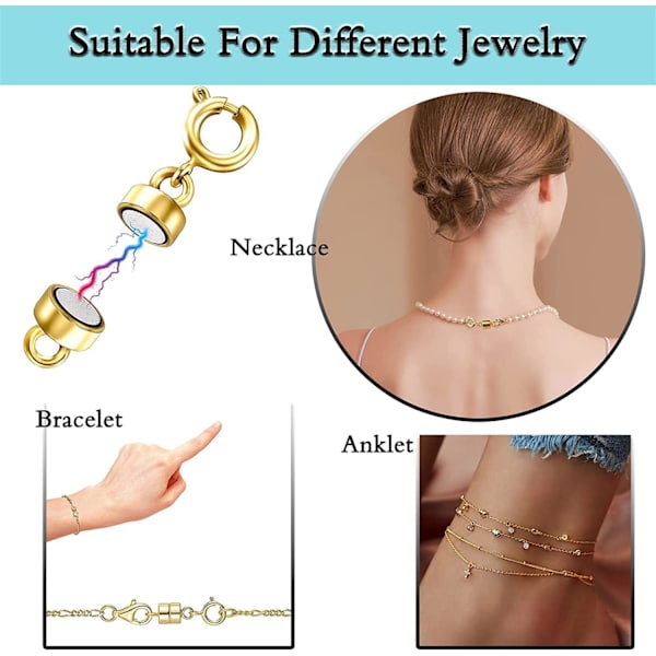 8 stk magnetiske halskjede låser og lukninger - Gull og sølvbelagt rør lås koblinger for lagdelt armbånd smykker multi tråder håndverk halskjede mellomrom lås