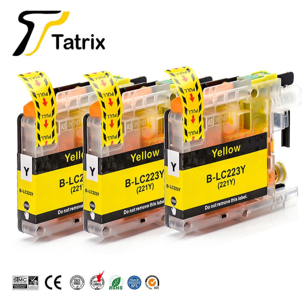 Tatrix With Chip Lc223 Lc221 Compatible Ink Cartridge For Brother Mfc-j4420dw/j4620dw/j4625dw/j480dw/j680dw/j880dw Printer 3pcs Yellow