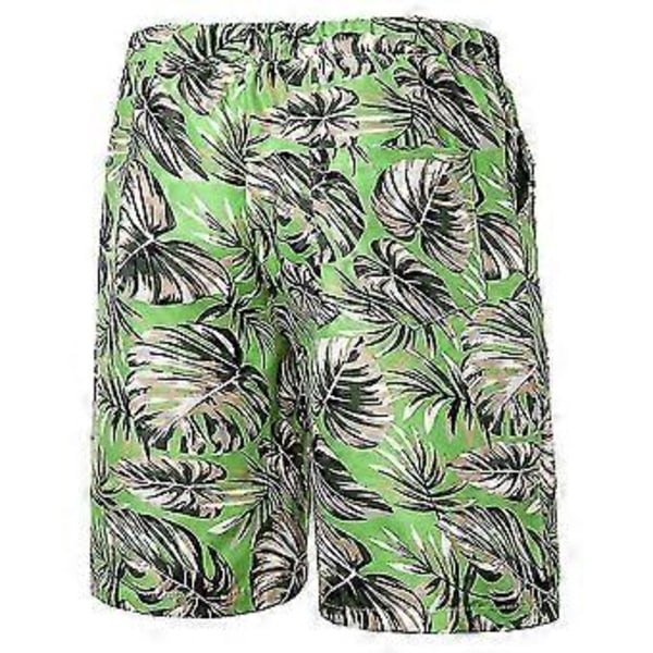 Män Hawaii Blommigt Tryckt Shorts Sommar Strand Semester Korta Byxor V (5XL Grön)