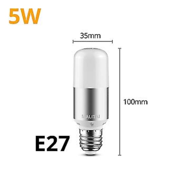 Täysin uusi LED-lamppu E27 E14 5w 7w 9w 10w 15w Smd 2835 Maissilamppu 220v 110v Kattokruunu LED-kynttilävalot Spottivalo Valkoinen E27 5W