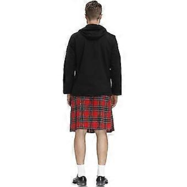 Irsk Rutete Grønn Kilt - Skotsk St. Patricks Grønn Plissert Kostyme Tartanskjørt Kilter Klær For Menn Og Kvinner (XL rød)