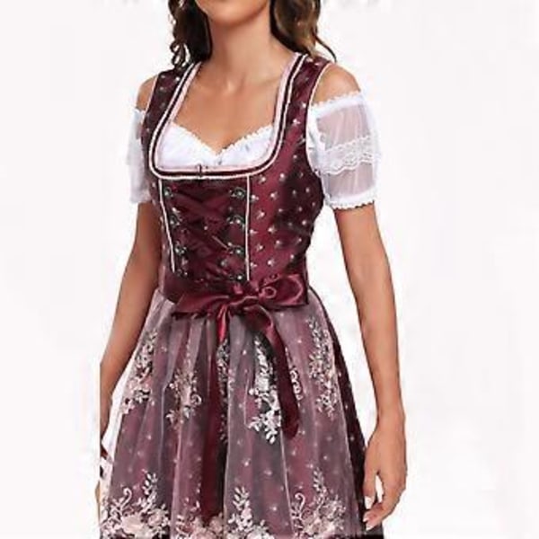Clearlove Dirndl Naisten Midi Pukukokonaisuus 3-osainen Sisältää Dirndl-mekon, Dirndl-esiliinan ja Dirndl-puseroon Oktoberfestille, 50% Tarjous (44)