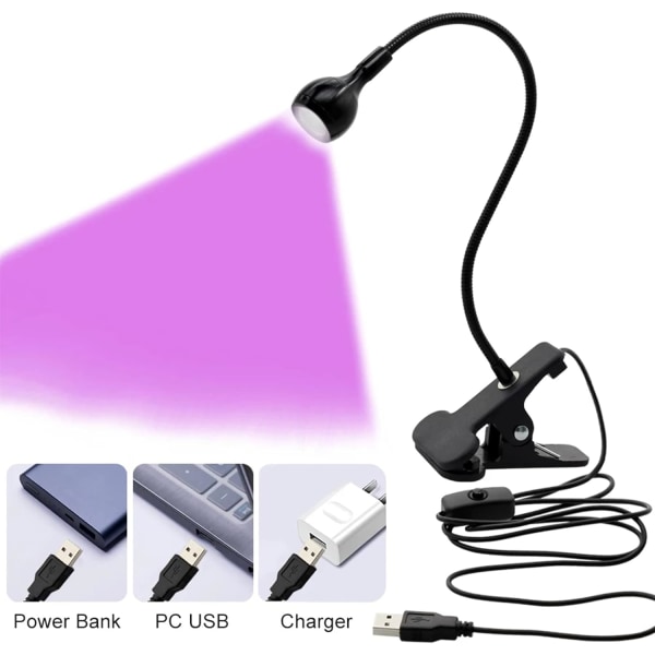 UV-neglelampe, 3 W USB LED med justerbart hode UV-neglelampe for G