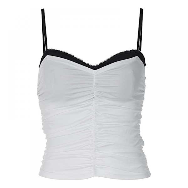 Kvinde Tank Top Spaghetti Stropper Camisoles Ærmeløs Firkantet Hals Cami Top Blonder Crop Tank Top Sommer Y2K Streetwear L Hvid